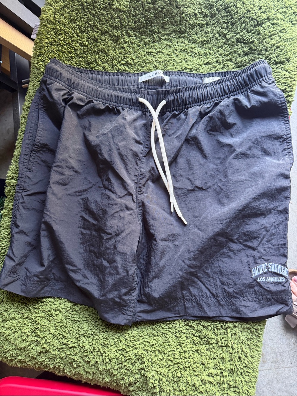 PacSun Men's Black Athletic Shorts with White Drawstring